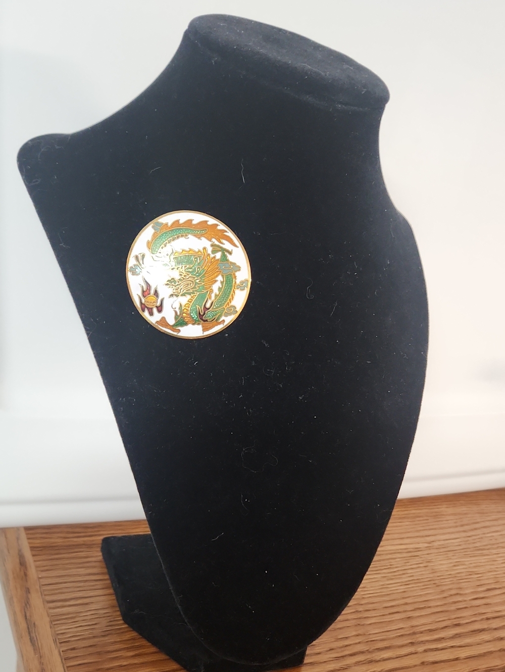 Green and Gold Dragon Cloisonne Brooch